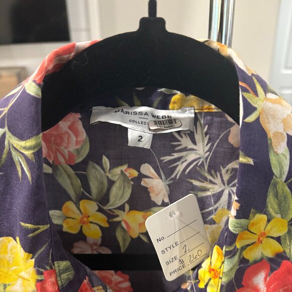 Marissa Webb Multi Floral Printed Puff Sleeve Dress 2 - Picture 5 of 5